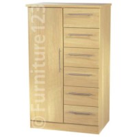 Welcome Furniture Loxley Childs 1 Door 6 Drawer Wardrobe in Maple