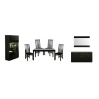 Dazzle High Gloss Black Dining Room Furniture Set with Rectangular Table and Slat Back Chairs