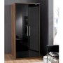 Siena Walnut and Black Gloss 2 Door Wardrobe - 
