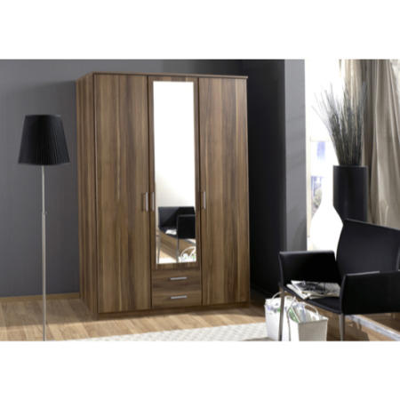 Siena Walnut 3 Door 2 Drawer Wardrobe - 