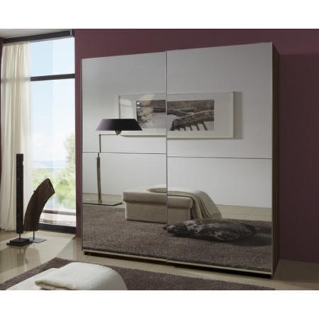 Siena Walnut Large Full Mirrored Sliding Door Wardrobe