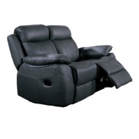 Furniture Link Alessia Black Leather 2 Seater Recliner Sofa