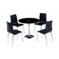 Furniture Link Orbit Black Glass Dining Set