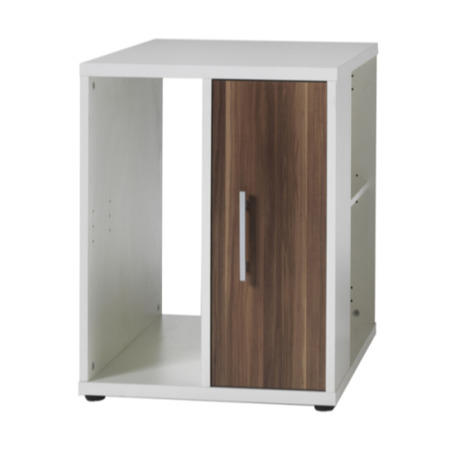 Teknik Office Mura White And Walnut Desk High Storage Unit