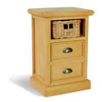 Savoy Oak 2 Drawer 1 Basket Side Table