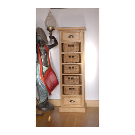 Savoy Oak 5 Basket 2 Drawer Tallboy