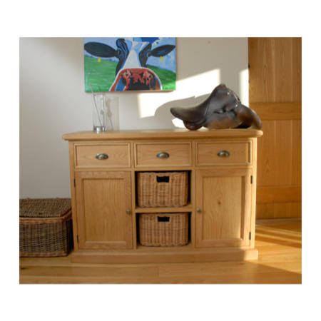 Savoy Oak 3 Drawer 2 Door 2 Basket Sideboard