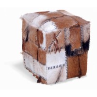 Signature North Bazaar Rawhide Patchwork Storage Stool