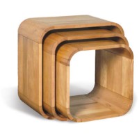 Beverly Oiled Oak Nest of 3 Cube Tables