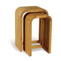 Signature North Retro Oiled Oak Nest Of 2 Tall Lamp Tables