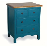 French Painted 4 Drawer Chest in Teal