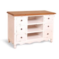 French Painted 6 Drawer TV Cabinet - cream
