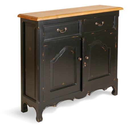 French Painted Narrow 2 Door 2 Drawer Sideboard - burnt orange