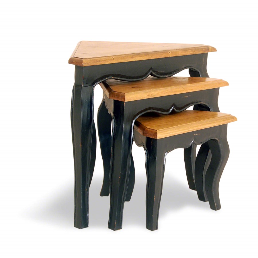 Signature North French Chic Corner Nest of Tables - antique black