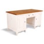 French Painted Double Pedestal Writing Desk - med blue