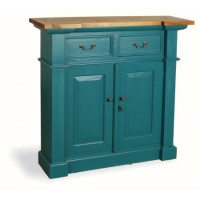 French Painted Small 2 Door 2 Drawer Sideboard - teal