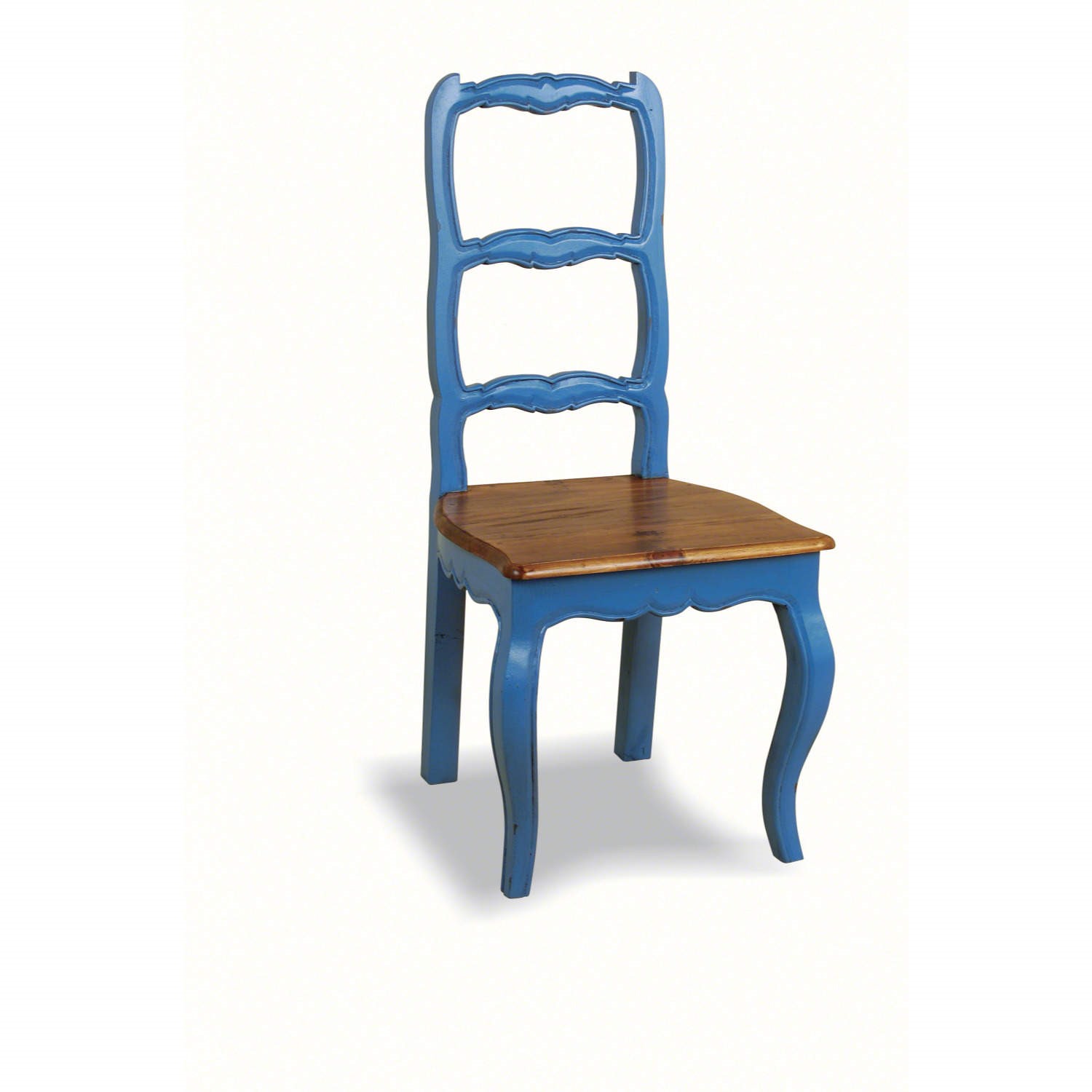 French Painted Ladder Back Dining Chair med blue Furniture123