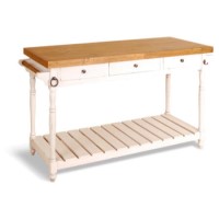 French Painted 3 Drawer Kitchen Island - cream