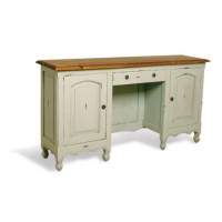 French Painted Double Pedestal Dressing Table - pale mint