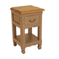 French Painted 1 Drawer 1 Shelf Bedside Table - olive