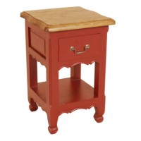 French Painted 1 Drawer 1 Shelf Bedside Table - china red