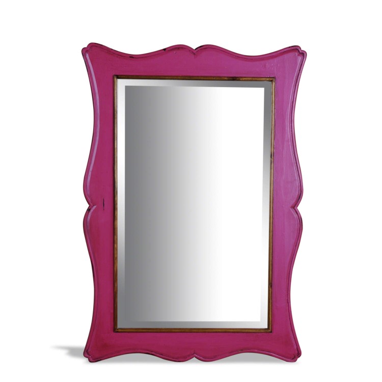 French Painted Small Rectangular Mirror - cerise pink