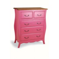 French Painted Monique 3+2 Drawer Chest in Cerise Pink
