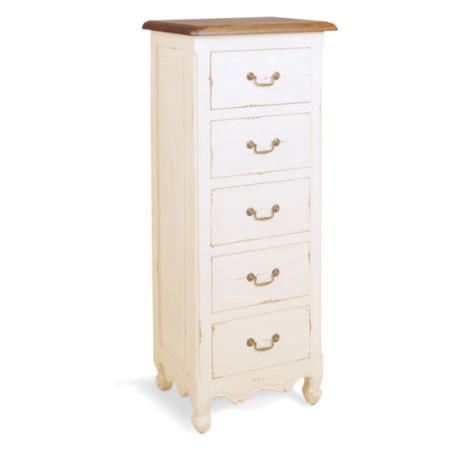 Signature North French Chic Taurus 5 Drawer Tallboy in Antique White