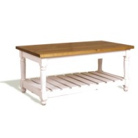 French Painted Large Rectangular Slatted Coffee Table - china red