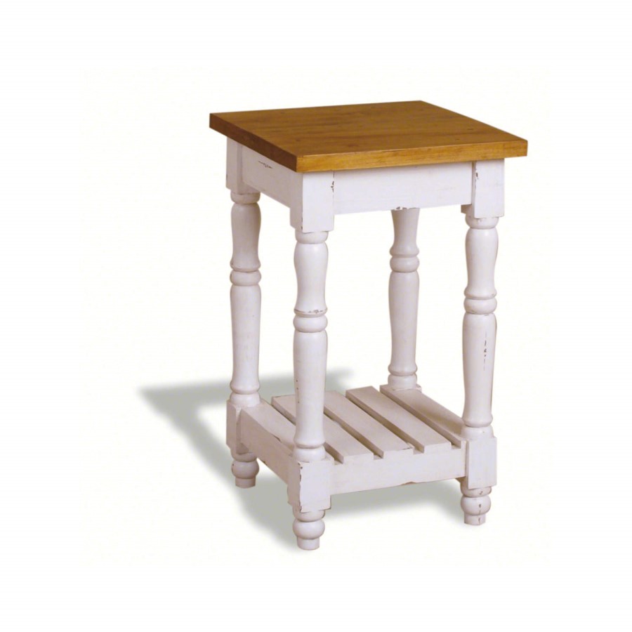 French Painted Tall Slatted Lamp Table - med blue