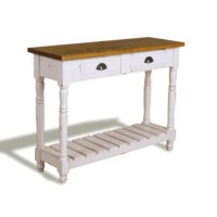 Signature North French Chic Medium 2 Drawer Slatted Console Table - antique white