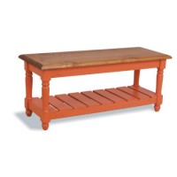 French Painted Narrow Coffee Table - burnt orange