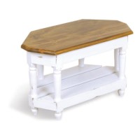 Oceans Apart French Painted Small Corner TV Stand  in Cream