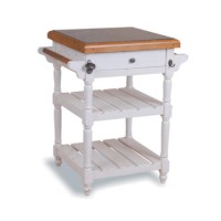 Signature North French Chic Kitchen Trolley with Granite Top - antique white
