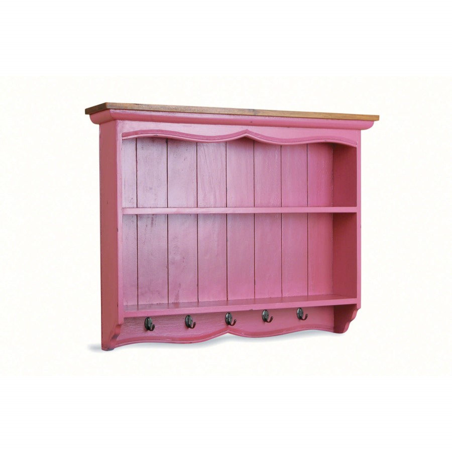 French Painted Medium Wall Rack - cerise pink - Furniture123