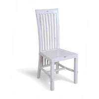 French Painted High Back Dining Chair - antique white