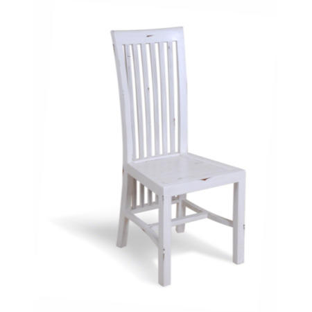 French Painted High Back Dining Chair - antique white