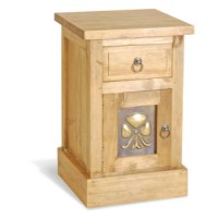 Classic Pine Brass Panel Bedside Table