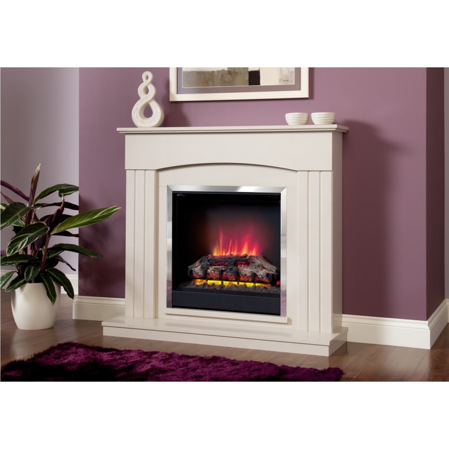 GRADE A2 - Be Modern Linmere Electric Fireplace Insert and Surround - Almond Stone Effect