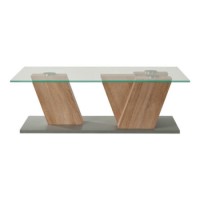 Sciae Season 51 Glass Top Coffee Table in Oak