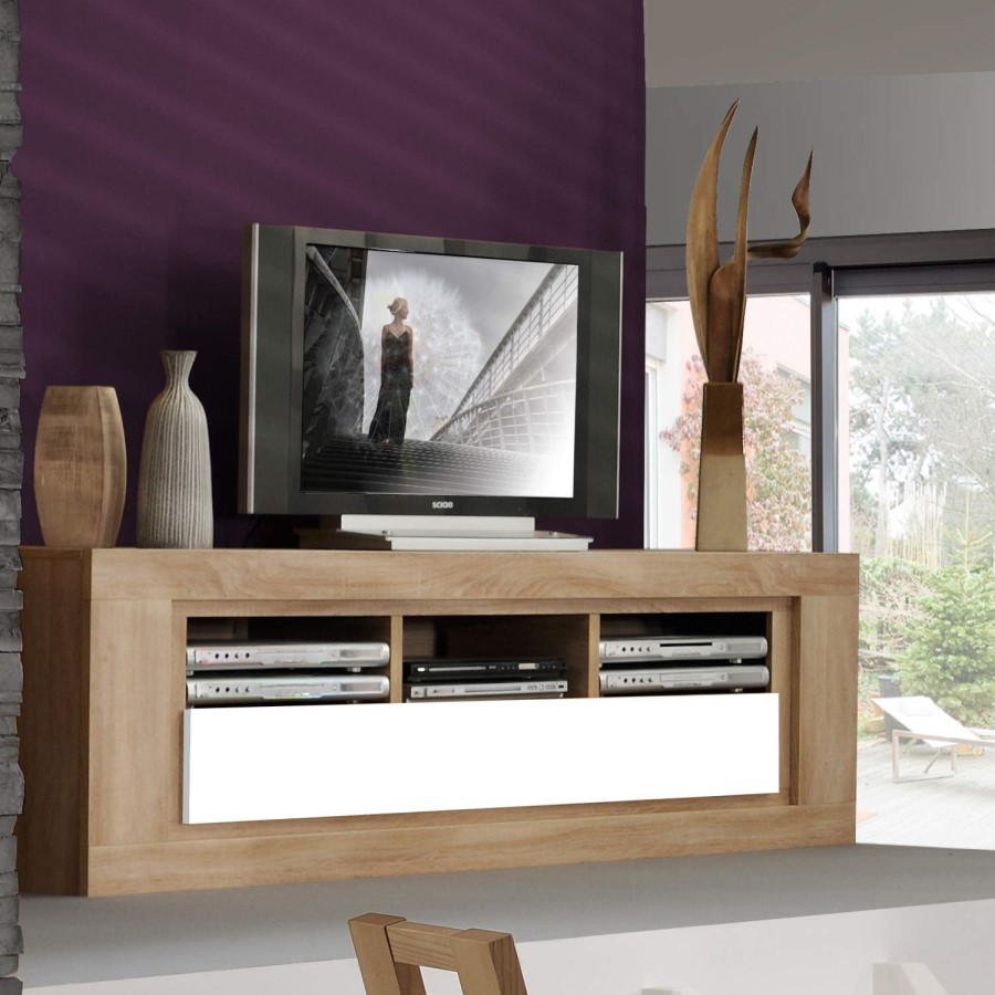Skylight Season 57 TV Cabinet In Oak And Cream
