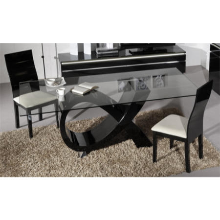 Sciae Electra High Gloss Dining Table with Glass Top