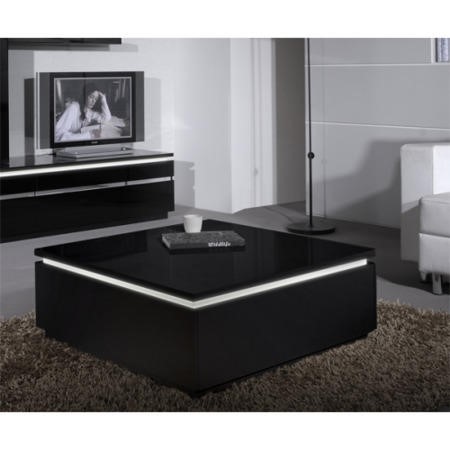 Electra BlackHigh Gloss Coffee Table With LED Lighting Furniture123