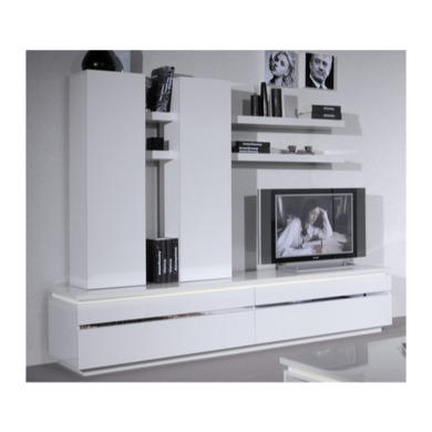 Sciae Electra White High Gloss Wall Hung Storage Cupboard - 2 Shelves
