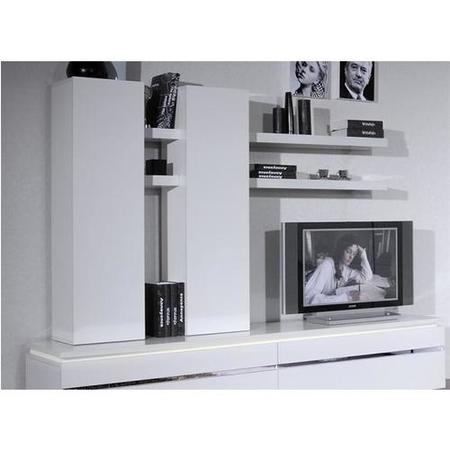 Sciae Electra White High Gloss Wall Hung Storage Cupboard - 2 Shelves