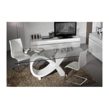 Sciae Electra High Gloss Dining Table with Glass Top