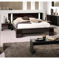 Sciae Kalinga Double Bed Frame in Dark Oak and Gloss