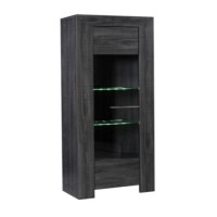 Sciae Lucena Glass Shelf Display Cabinet in Grey Ash