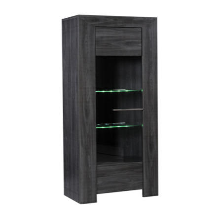 Sciae Lucena Glass Shelf Display Cabinet in Grey Ash