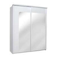 Sciae Opus 36 Mirrored 2 Door Wardrobe with Lighting in White High Gloss